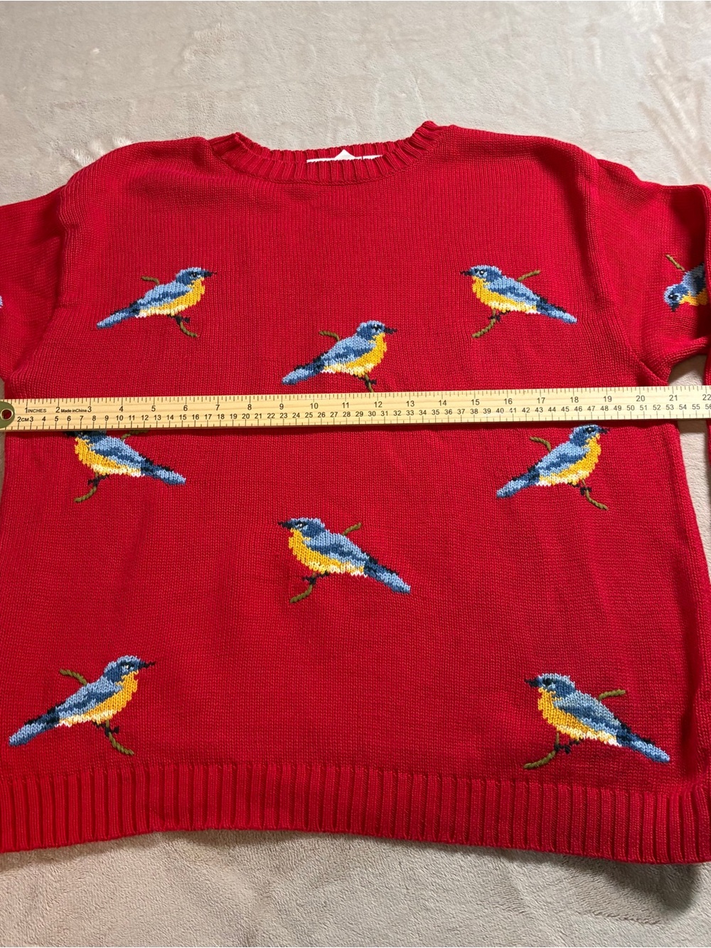 VTG 90s National Wildlife Federation Bird Sweater Cottagecore Women Medium M Red - Picture 4 of 9